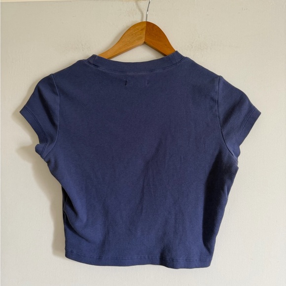 Madewell Dusty Twilight Blue Supima Rib Crop Tee size Medium EUC - Picture 6 of 9